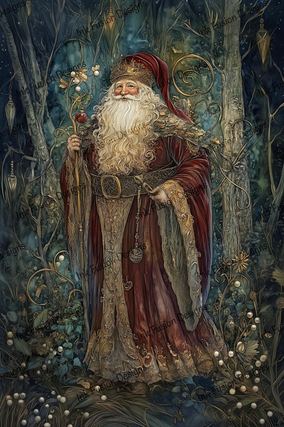 Vintage Santa Claus Art Print: Ole Saint Nick, Holiday Decor Paper