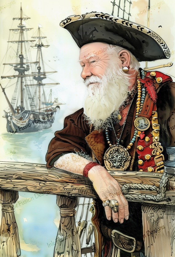 Captain Ormsby Art Paper: Nautical Pirate Portrait for Decoupage