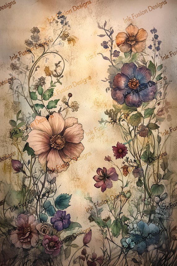 Floral Vines Art Paper: Watercolor Botanical Print