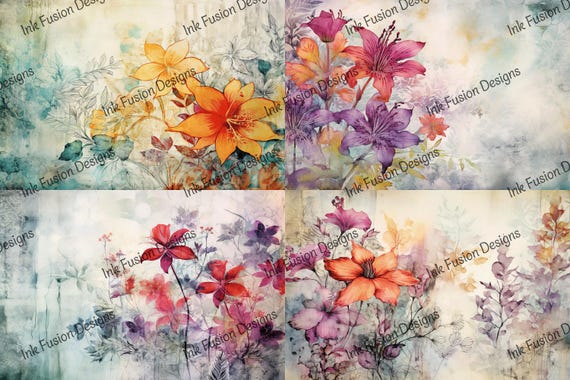 Tropical Floral Art Paper: Vintage Botanical Print for Decoupage