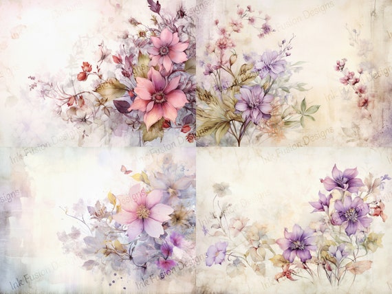 Vintage Floral Watercolor Art Paper: Elegant Botanical Prints