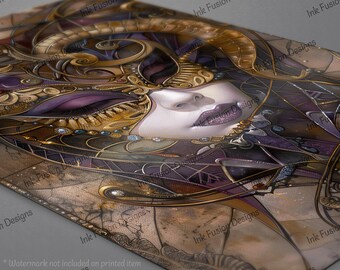 Mardi Gras Mask Art Paper: Steampunk Venetian Mask, Jewel Tones - Etsy