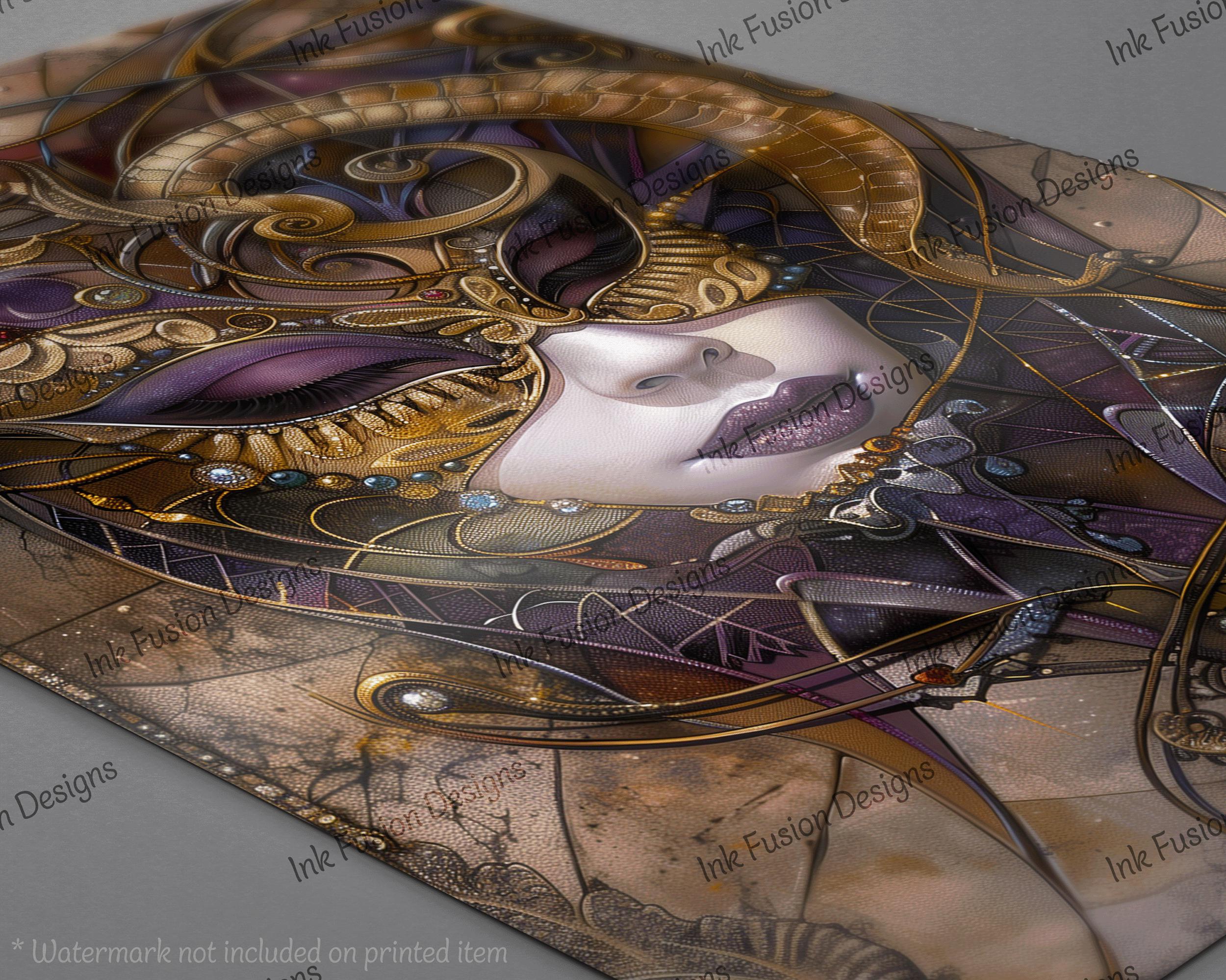 Mardi Gras Mask Art Paper: Steampunk Venetian Mask, Jewel Tones - Etsy