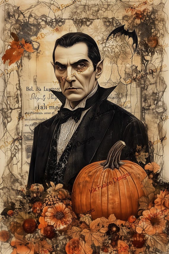 Dracula Vampire Portrait Print | Gothic Halloween Art
