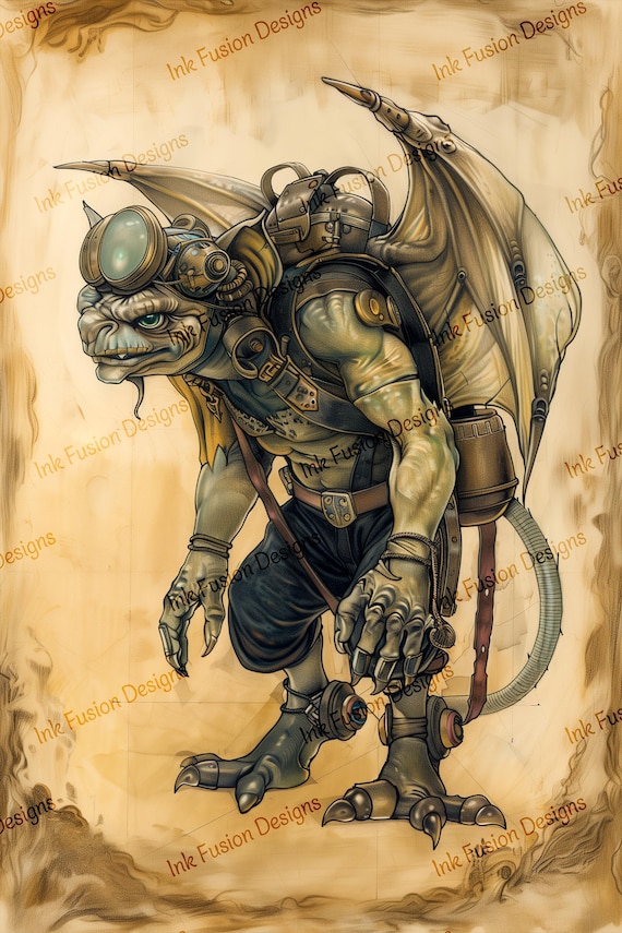 Steampunk Gargoyle Art Print: Balthus Gritweld Decorative Paper