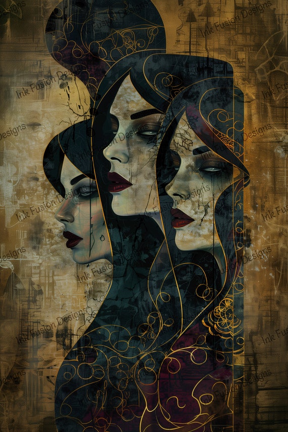 Gothic Surrealist Art Print: Sisters of the Veil, Dark Feminine Artwork