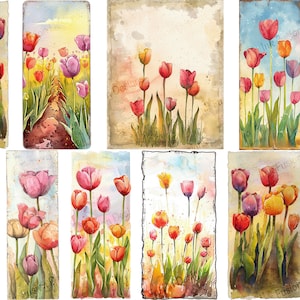 La pointe des pieds dans les tulipes - 10 images 1 feuille | Papier d'art décoratif | Ensemble de tulipes éclatantes | Haute qualité | Options de papier et de format