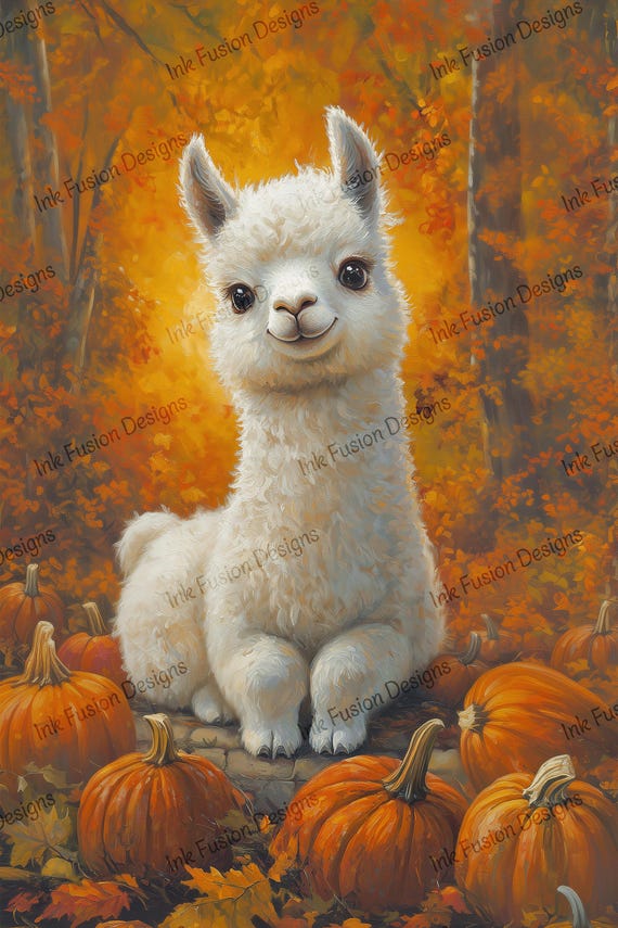 Llama Art Print | Rustic Autumn Decor