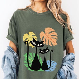 Atomic Cat Shirt | Monstera Shirt | Cat Lovers Shirt | Cat Mom Shirt | Cat Person Shirt | Vintage Atomic Cat | Comfort Colors