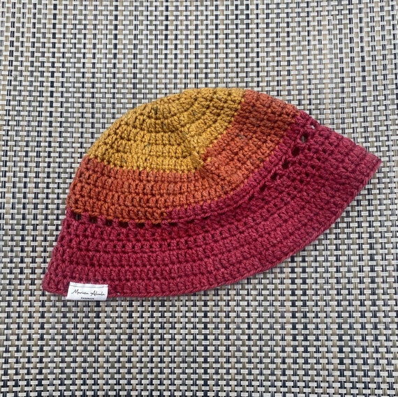 Handcrafted Red and Yellow Textured Crochet floppy Hat How to Crochet a Floppy Hat - YouTube main image 3