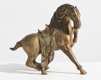 Vintage bronzen paardensculptuur // Ruiterbeeld uit het begin van de 20e eeuw