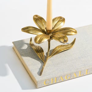 Vintage Brass Lotus Flower Candle Holder with Removable Ashtray Petals