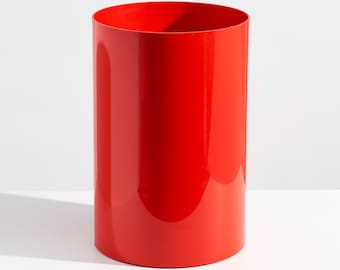 Vintage rode Kartell afvalbak uit de jaren 60 // #7670 Ontworpen door Gino Colombini // Plastic afvalbak in de stijl van het ruimtetijdperk uit het midden van de 20e eeuw