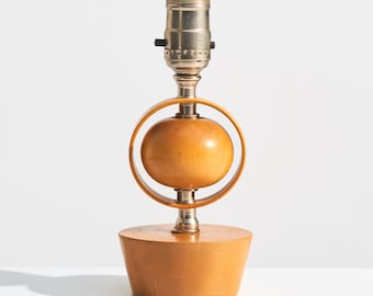 Vintage Mid-Century Bentwood Lamp // Small Space Age Atomic Wood Accent Lamp