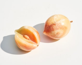 Vintage Pair of Alabaster Peaches // Italian Stone Fruit Set of 2