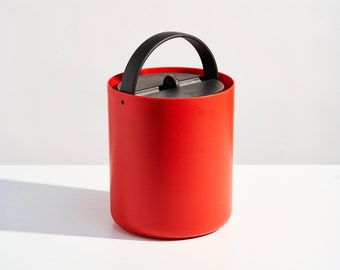 Vintage Red and Black Ice Bucket // Designed by Carsten Jorgensen for Bodum // 1980s Swiss Modern Design