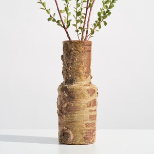 Vintage Brutalist Studio Art Pottery Vase // Chunky Abstract Design with Rough Textural Finish // Artist Signed and Dated