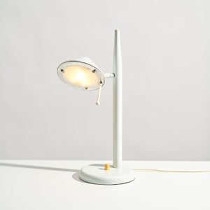 1980s Postmodern Articulating Desk Lamp // Vintage White and Yellow Metal Task Lighting image 3