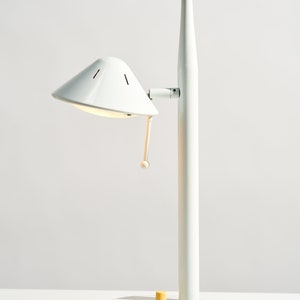 1980s Postmodern Articulating Desk Lamp // Vintage White and Yellow Metal Task Lighting image 10