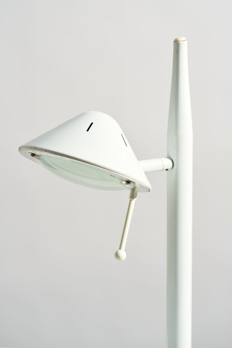 1980s Postmodern Articulating Desk Lamp // Vintage White and Yellow Metal Task Lighting image 5