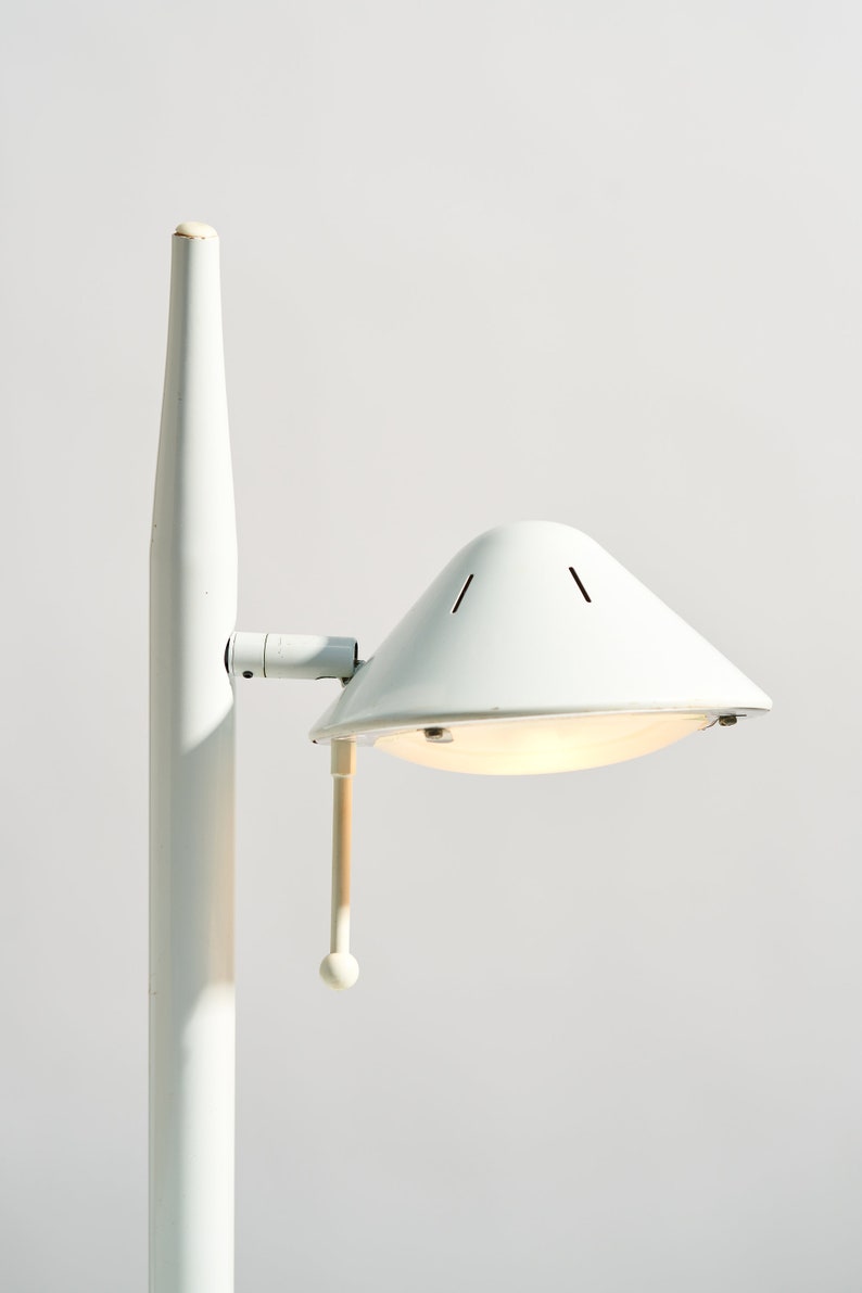 1980s Postmodern Articulating Desk Lamp // Vintage White and Yellow Metal Task Lighting image 7