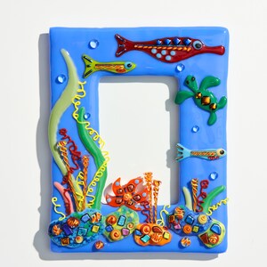 Cadre photo vintage Sea Life en verre fusionné / fait main par l'artiste verrier Kim Wall image 2