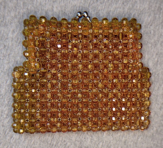 Vintage Amber Beaded Clutch / Purse - image 1