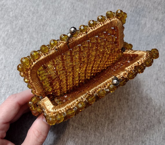 Vintage Amber Beaded Clutch / Purse - image 2