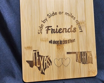 Friend Across Miles Cutting Board, Long Distance Friendship Gift, Kitchen Decor, Custom Cutting Board, Personalized Gift, Gift for Friend