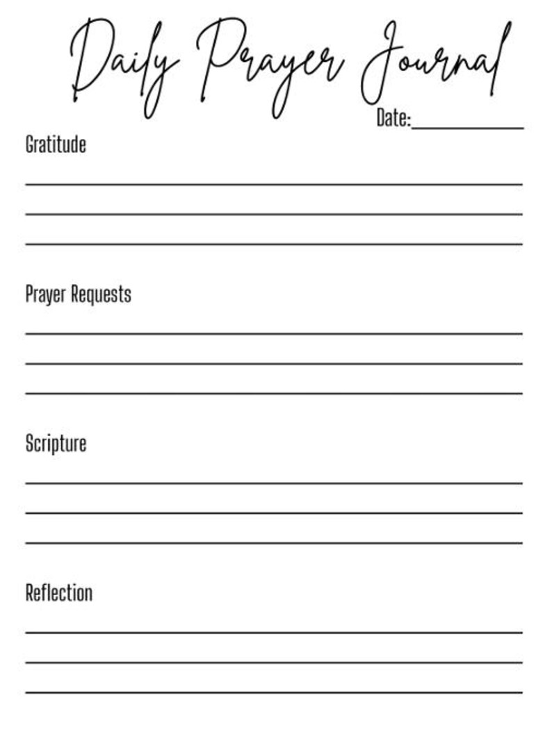 Prayer Journal Printable for Women I Christian Daily Prayer Planner L ...