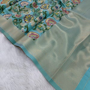 paithani Style floral Banarasi silk dupatta