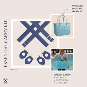 Kit di cinghie per borsa Bogg / Sistema di trasporto essenziale / Cinghie per borsa in EVA in tinta Navy