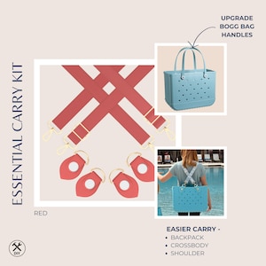 Kit di cinghie per borsa Bogg / Sistema di trasporto essenziale / Cinghie per borsa in EVA in tinta Red