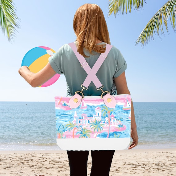 Katie Pastel Village Scene Franny Tote Bag | Whimsical Artistry by Frannypak