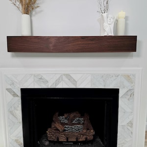 Black Walnut Fireplace Mantel, Solid Wood Beam Mantel, Custom Sizes, Made in USA