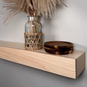 3-Inch Thick Maple Floating Shelf: Natural or Unfinished - Heavy Duty