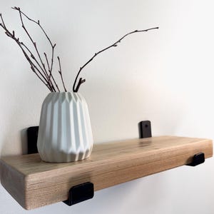 Solid Maple Shelf with Black Steel J Brackets: Heavy Duty Floating Shelf