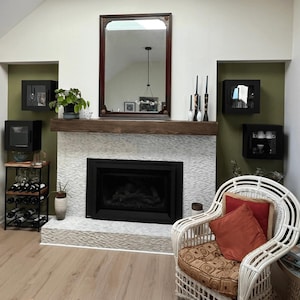 Handcrafted Rustic Pine Wood Fireplace Mantel Shelf