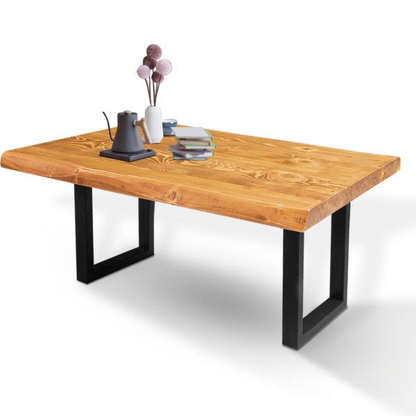 Wood Mens Couchtisch - Massivholz - Beistelltisch - Baumkantentisch - Landhausstil