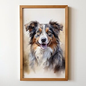Australian Shepherd Digital Download Printable | Wildlife Printable Wall Art | Animal Home Decor | Australian Vintage Painting