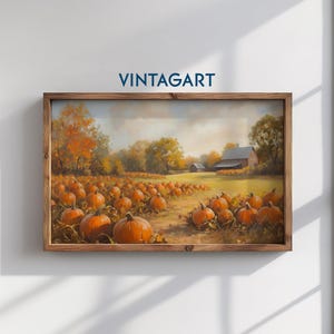 Fall Pumpkin Field Art Print, Autumn Oil Painting, Vintage Style Art, Rustic Fall Decor, Cottage Fall Decor, Digital Download