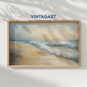 Neutral Coastal Wall Art, Ocean Landscape Print, Coastal Painting, Minimalist Beach Art, Summer Wall Decor, Digital Download