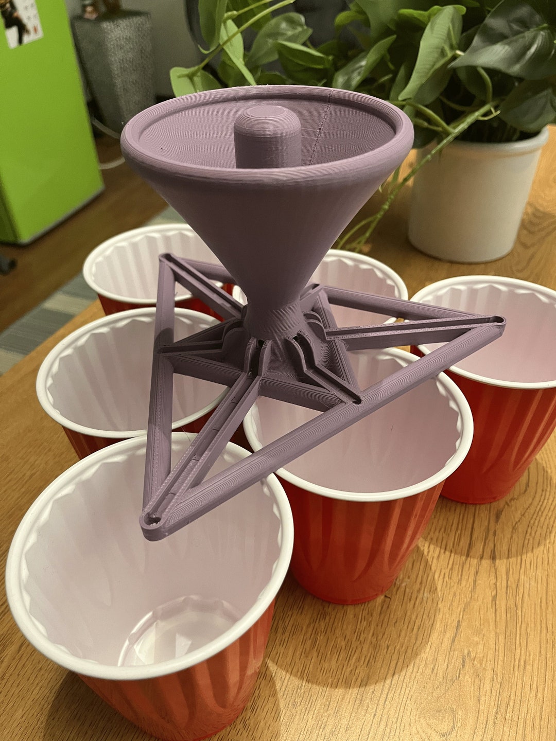 Pong Funnel .STL for 3D Print Beer Pong Funnel Drinking Game 6 Cup Automatic Filler Funnel Gift