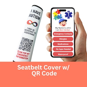 Autism Safety Seatbelt Cover | QR Code Emergency ID | Digital Profile