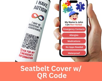 Autism Safety Seatbelt Cover | QR Code Emergency ID | Digital Profile