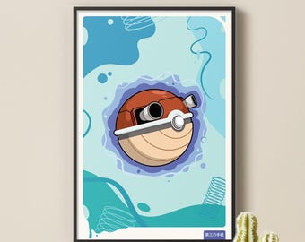 Blastoise Poké Ball Art Print – Water-Themed Pokemon, 13x19