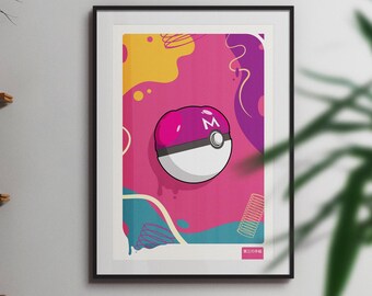 Master Ball Wall Art – Vibrant Pokemon-Inspired Print