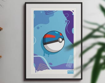 Great Ball Art Print – Vibrant Pokemon Poster, Gamer Decor (13x19)