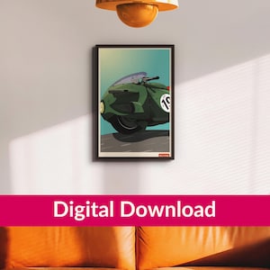 Dragon Ball Mecha Bike Poster: Retro Anime Art Print (Digital Download, 13x19 PDF
