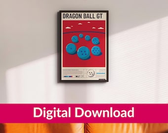 Dragon Ball GT Anime Poster: Negative Energy Dragon Balls Art (PDF Download 13x19in)
